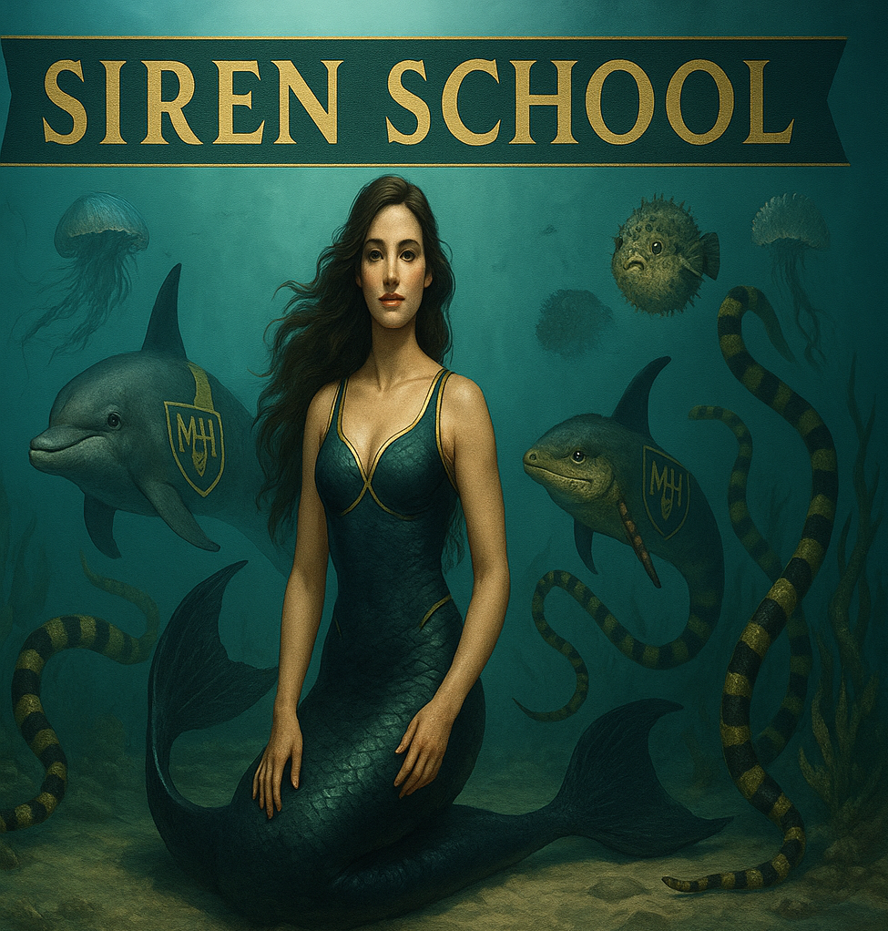 Realistic Underwater Mermaid with Dolphin and Fish